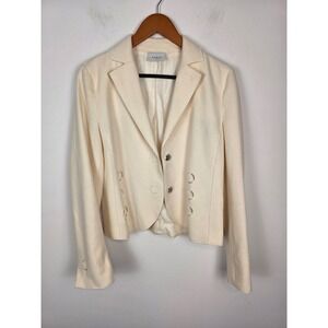 Akris Punto Women Cream Laser Cut Blazer Jacket US 8 Wool Angora
